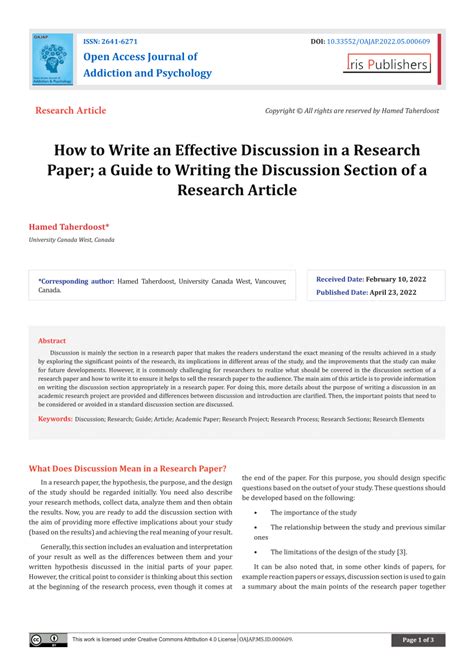 How to Write the Discussion Section of a Research Paper .